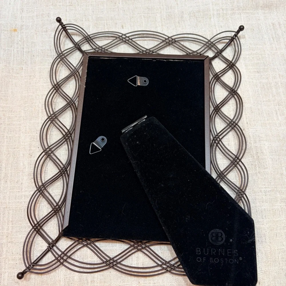 Burnes‎ of Boston 5x7 Photo Frame Dark Bronze Woven Wire Lattice Metal Filigree